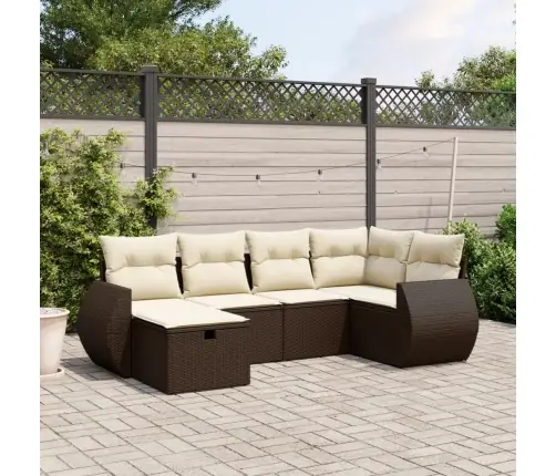 6-Daļīgs Dārza Dīvānu Komplekts, Matrači, Brūna Pe Rotangpalma Vidaxl