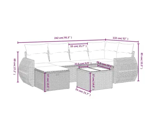 7-Osaline Aiadiivani Komplekt Patjadega, Must, Polürotang