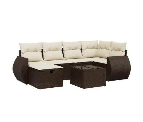 7-Osaline Aiamööblikomplekt Patjadega, Pruun, Polürotang