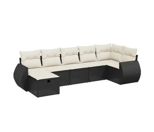 7-Daļīgs Dārza Dīvāna Komplekts Ar Matračiem, Melna Pe Vidaxl