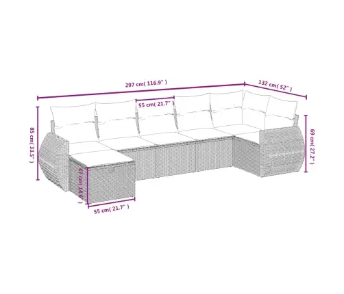 7-Daļīgs Dārza Dīvāna Komplekts Ar Matračiem, Melna Pe Vidaxl