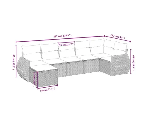 7-Daļīgs Dārza Dīvāna Komplekts, Matrači, Bēša Pe Rotangpalma Vidaxl