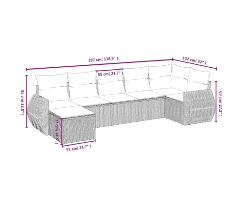 Sofos Komplektas Su Pagalvėlėmis, 7 Dalių, Smėlio, Poliratanas