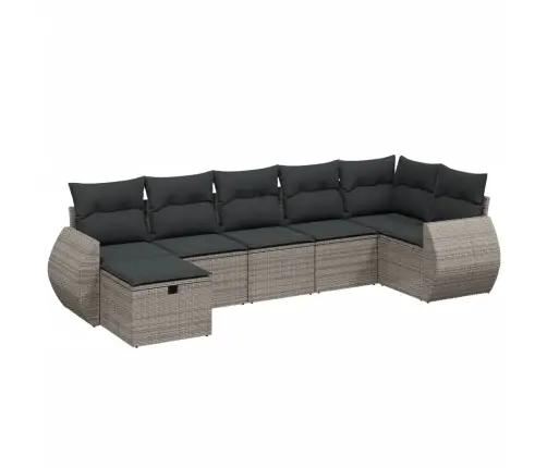 7-Daļīgs Dārza Dīvāna Komplekts, Matrači, Pelēka Pe Rotangpalma Vidaxl