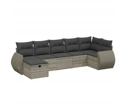 7-Daļīgs Dārza Dīvāna Komplekts,Matrači, Gaiši Pelēka Pe Pinums Vidaxl