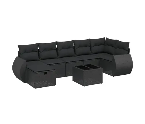 8-Daļīgs Dārza Dīvāna Komplekts, Matrači, Melna Pe Rotangpalma Vidaxl