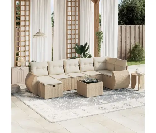 8-Osaline Aiadiivani Komplekt Patjadega, Beež, Polürotang