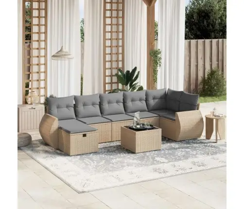 8-Osaline Aiadiivani Komplekt Patjadega, Beež, Polürotang