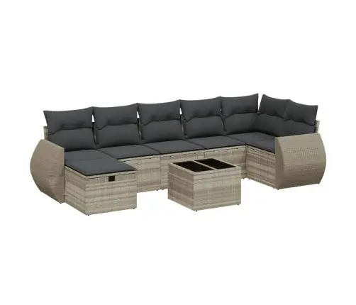 8-Daļīgs Dārza Dīvāna Komplekts,Matrači, Gaiši Pelēka Pe Pinums Vidaxl