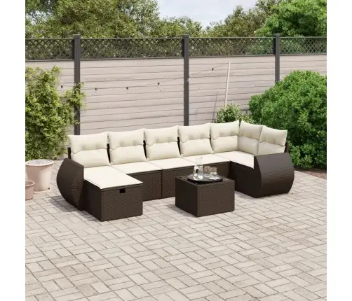 Sodo Komplektas Su Pagalvėlėmis, 8 Dalių, Rudas, Poliratanas