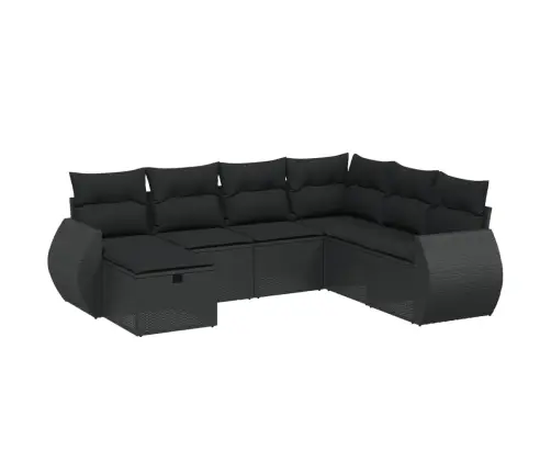 7-Daļīgs Dārza Dīvāna Komplekts Ar Matračiem, Melna Pe Vidaxl