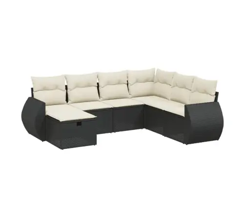 7-Daļīgs Dārza Dīvāna Komplekts Ar Matračiem, Melna Pe Vidaxl