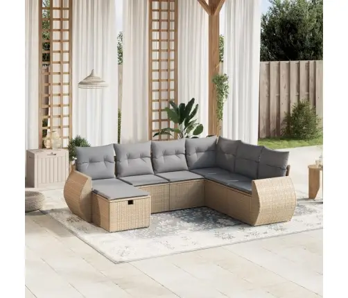 7-Daļīgs Dārza Dīvāna Komplekts Ar Matračiem,Pe Rotangpalma Vidaxl