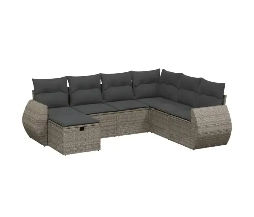 Sofos Komplektas Su Pagalvėlėmis, 7 Dalių, Pilkas, Poliratanas