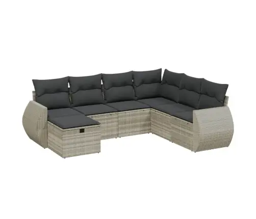 Sofos Komplektas Su Pagalvėlėmis, 7 Dalių, Pilkas, Poliratanas