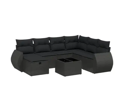 8-Daļīgs Dārza Dīvāna Komplekts, Matrači, Melna Pe Rotangpalma Vidaxl