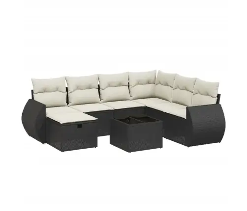 8-Daļīgs Dārza Dīvāna Komplekts, Matrači, Melna Pe Rotangpalma Vidaxl