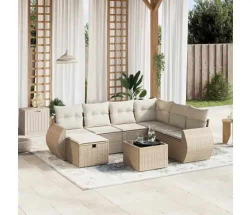 Sofos Komplektas Su Pagalvėlėmis, 8 Dalių, Smėlio, Poliratanas