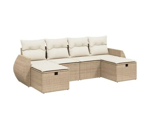 Sofos Komplektas Su Pagalvėlėmis, 6 Dalių, Smėlio, Poliratanas