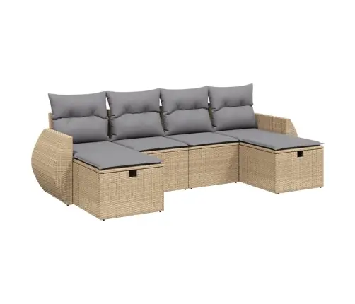 Sofos Komplektas Su Pagalvėlėmis, 6 Dalių, Smėlio, Poliratanas