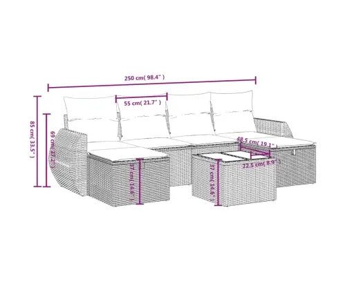 Sofos Komplektas Su Pagalvėlėmis, 6 Dalių, Smėlio, Poliratanas