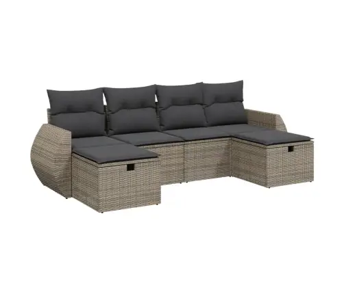 6-Daļīgs Dārza Dīvāna Komplekts Ar Matračiem, Pelēks Pe Pinums Vidaxl