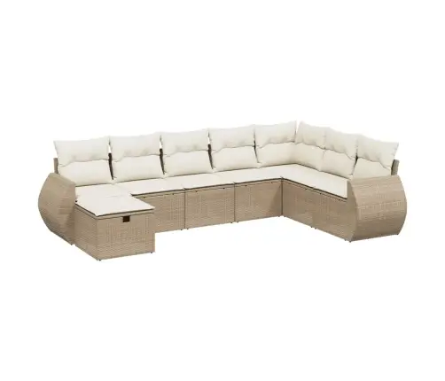 Sofos Komplektas Su Pagalvėlėmis, 8 Dalių, Smėlio, Poliratanas