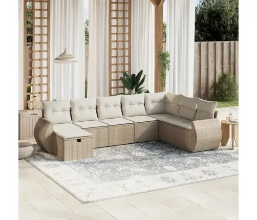 Sofos Komplektas Su Pagalvėlėmis, 8 Dalių, Smėlio, Poliratanas