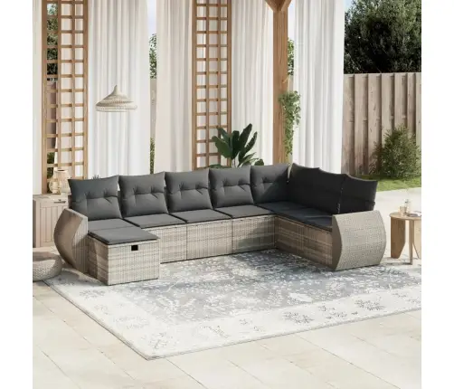 Sodo Komplektas Su Pagalvėlėmis, 8 Dalių, Pilkas, Poliratanas