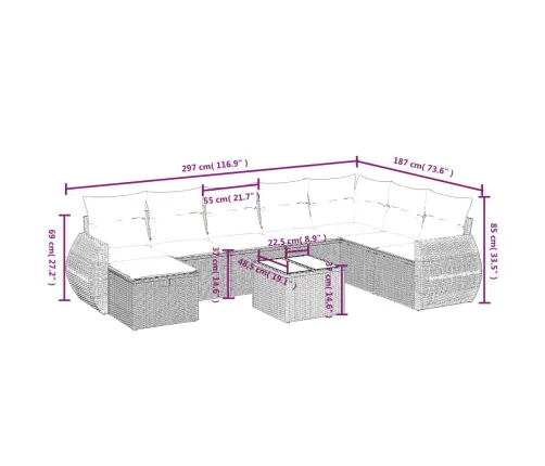 9-Daļīgs Dārza Dīvāna Komplekts, Matrači, Melna Pe Rotangpalma Vidaxl