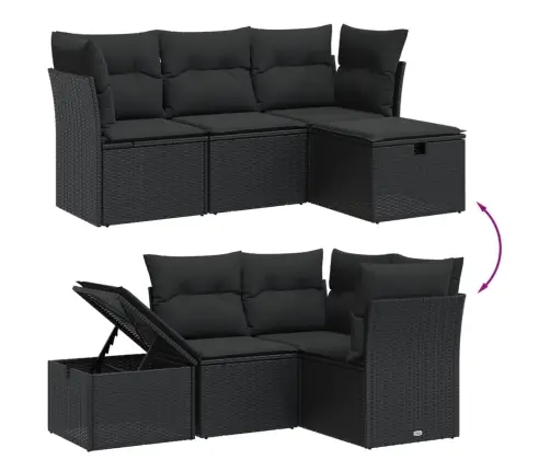 4-Daļīgs Dārza Dīvāna Komplekts Ar Matračiem, Pe Rotangpalma Vidaxl