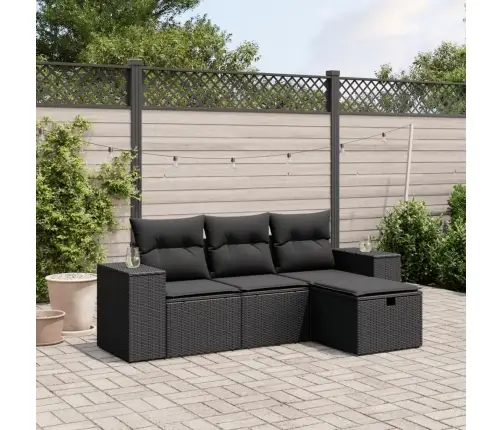 4-Daļīgs Dārza Dīvāna Komplekts Ar Matračiem, Pe Rotangpalma Vidaxl