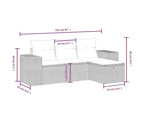 4-Osaline Aiadiivani Komplekt Patjadega, Must, Polürotang