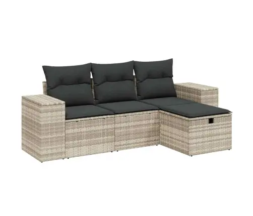 Sofos Komplektas Su Pagalvėlėmis, 4 Dalių, Pilkas, Poliratanas