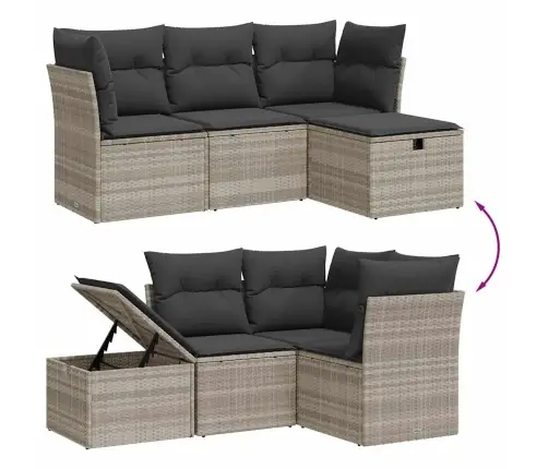 Sofos Komplektas Su Pagalvėlėmis, 4 Dalių, Pilkas, Poliratanas