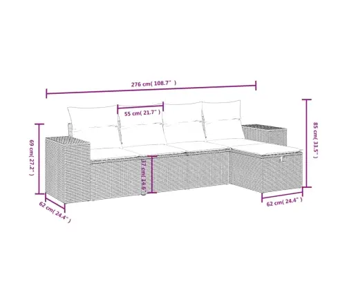 5-Osaline Aiadiivanikomplekt Patjadega, Must, Polürotang