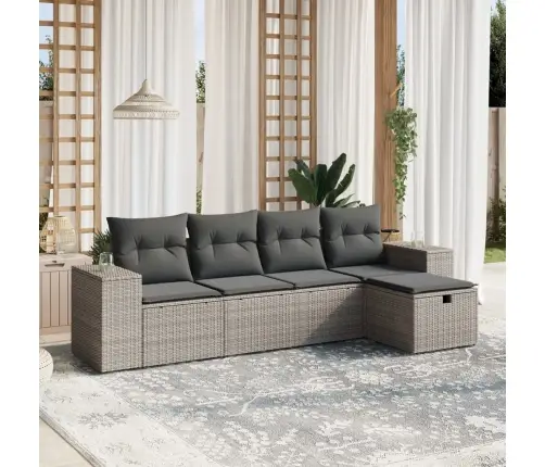 5-Osaline Aiamööblikomplekt Istmepatjadega, Polürotang, Hall