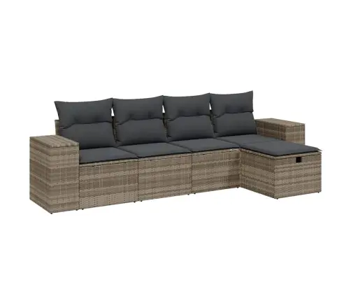 5-Osaline Aiamööblikomplekt Patjadega, Helehall, Polürotang