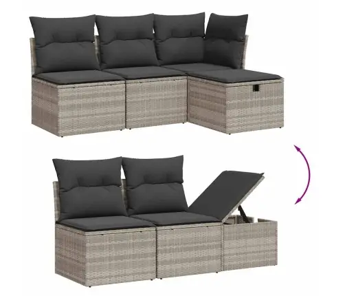 5-Osaline Aiamööblikomplekt Patjadega, Helehall, Polürotang