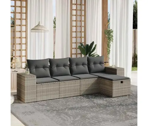 5-Osaline Aiamööblikomplekt Patjadega, Helehall, Polürotang