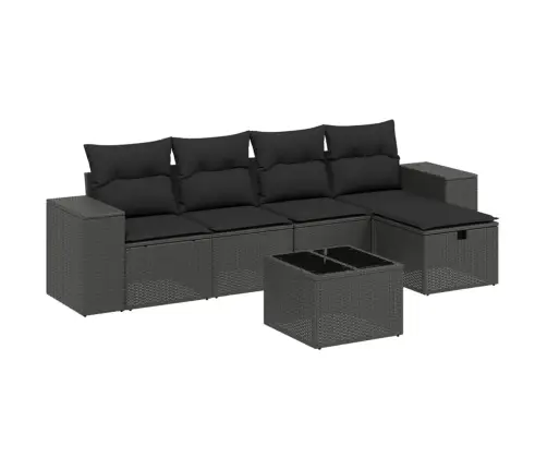 6-Daļīgs Dārza Dīvāna Komplekts, Matrači, Melna Pe Rotanpalma Vidaxl