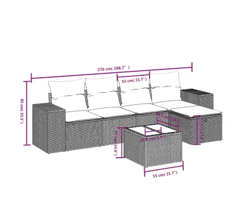 6-Osaline Aiadiivani Komplekt Patjadega, Must, Polürotang