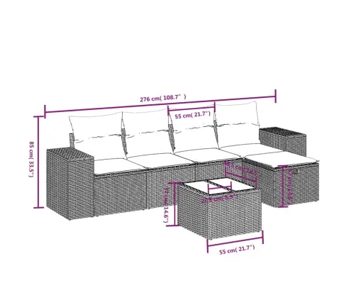 6-Osaline Aiadiivani Komplekt Patjadega, Beež, Polürotang