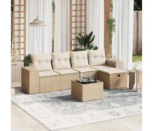 6-Osaline Aiadiivani Komplekt Patjadega, Beež, Polürotang