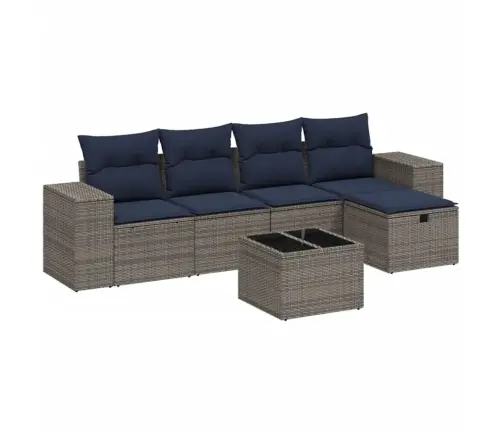 Sofos Komplektas Su Pagalvėlėmis, 6 Dalių, Pilkas, Poliratanas