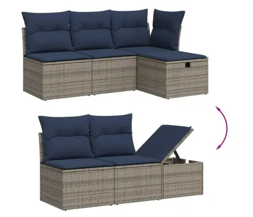 Sofos Komplektas Su Pagalvėlėmis, 6 Dalių, Pilkas, Poliratanas