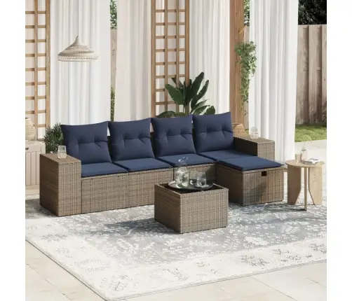 Sofos Komplektas Su Pagalvėlėmis, 6 Dalių, Pilkas, Poliratanas