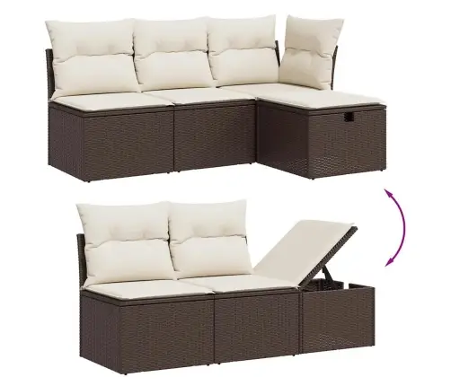 6-Daļīgs Dārza Dīvānu Komplekts, Matrači, Brūna Pe Rotangpalma Vidaxl