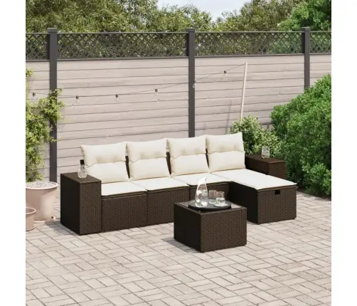 6-Daļīgs Dārza Dīvānu Komplekts, Matrači, Brūna Pe Rotangpalma Vidaxl