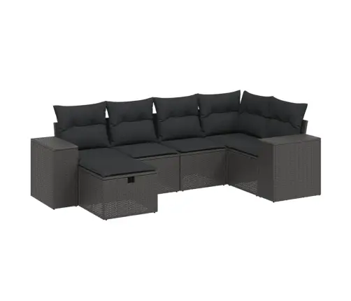 6-Daļīgs Dārza Dīvāna Komplekts, Matrači, Melna Pe Rotanpalma Vidaxl